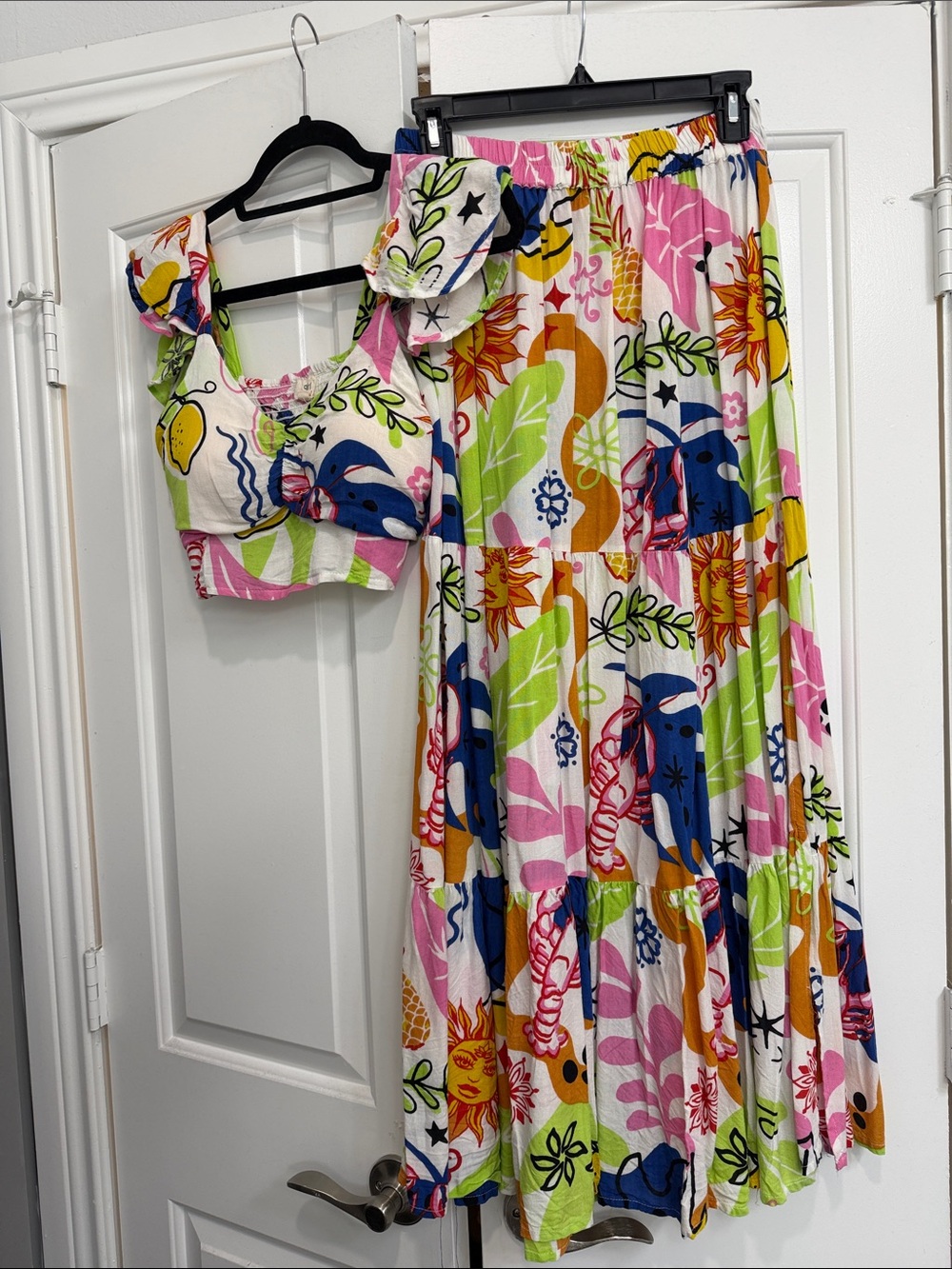 Colorful Tropical Two-Piece Set - Bright Floral Print